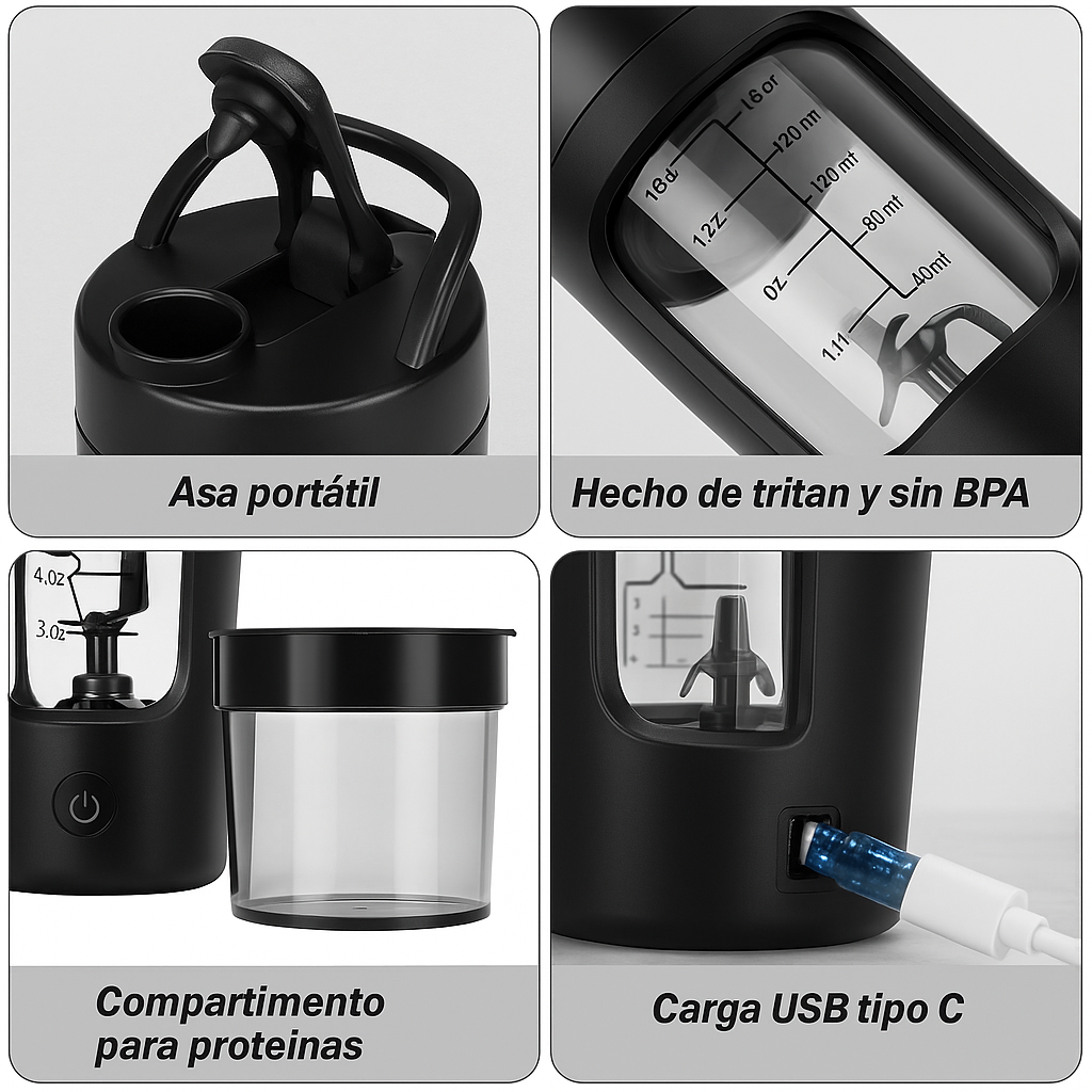 Shakora Pro – Botella Eléctrica Mezcladora de Alta Potencia